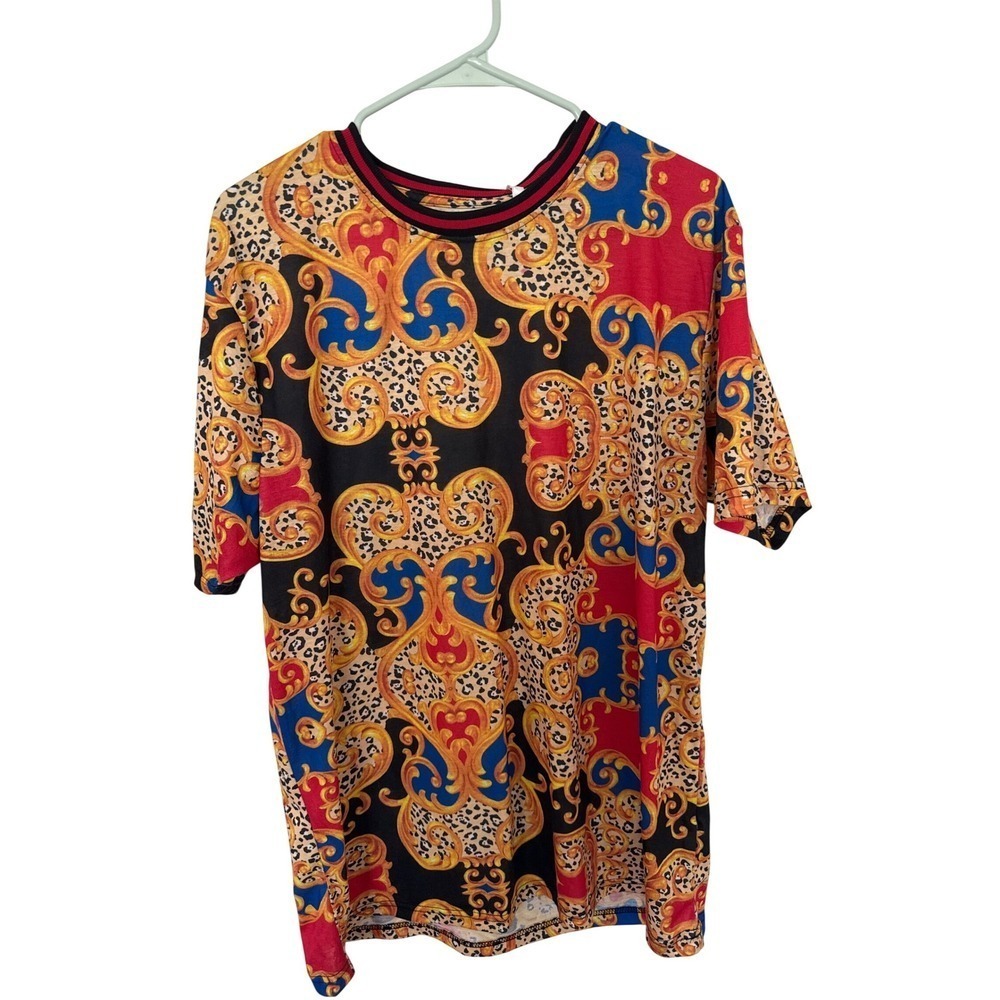 Mens Fresh Prince of Bel-Air Black Blue Red Gold Baroque Leopard T-Shirt XL